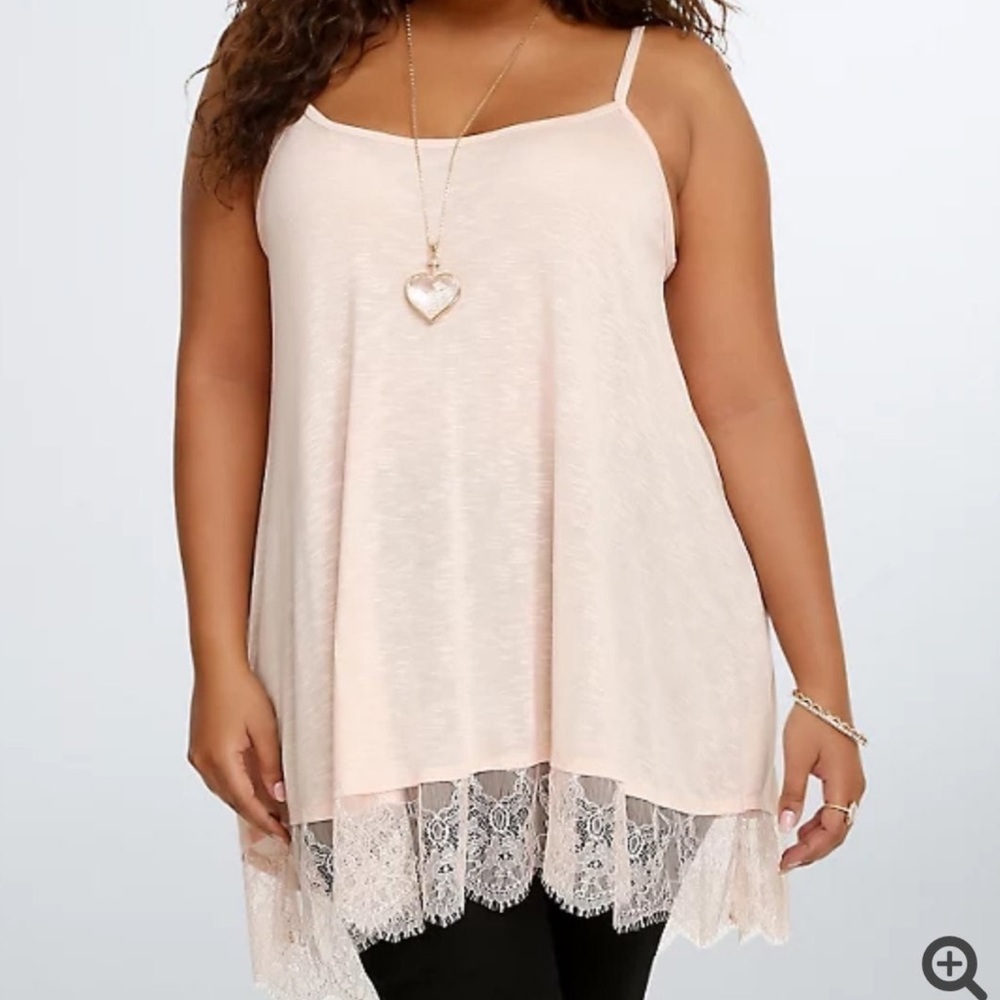 Torrid Pink Lace Trim Cami Tank